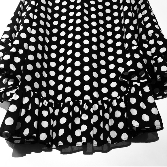 Michael Kors Polka Dot Flutter Ruffle Sleeve Top M - Picture 7 of 11